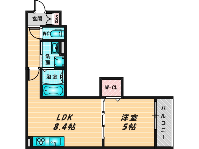 バス・トイレがセパレート、収納がある住みやすい間取りです。 