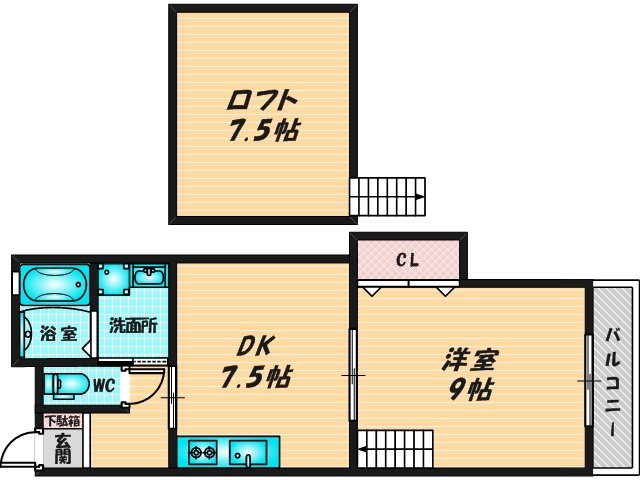 バス・トイレがセパレート、収納がある住みやすい間取りです。 