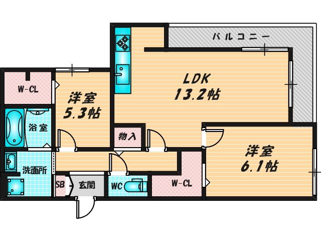 新婚さんにピッタリ。使いやすいゆったりとした間取り。