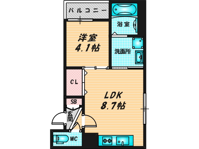 ゆったりくつろげる単身さん向けの間取り。 