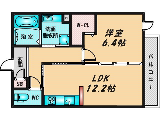ゆったりくつろげる単身さん向けの間取り。 