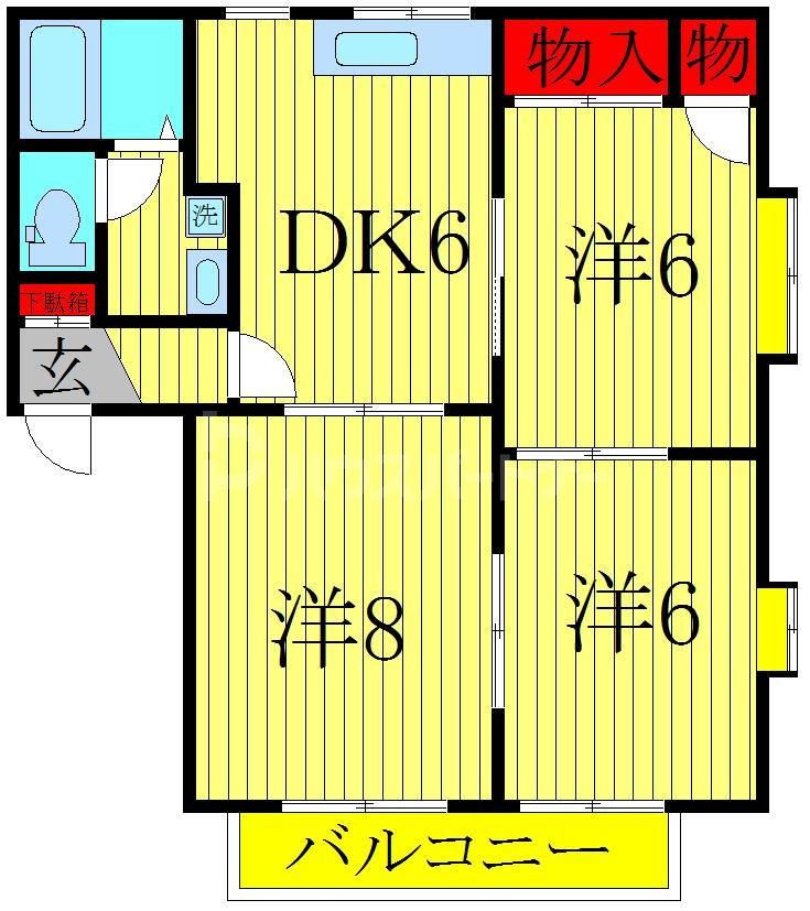 実際の間取は左右反転です