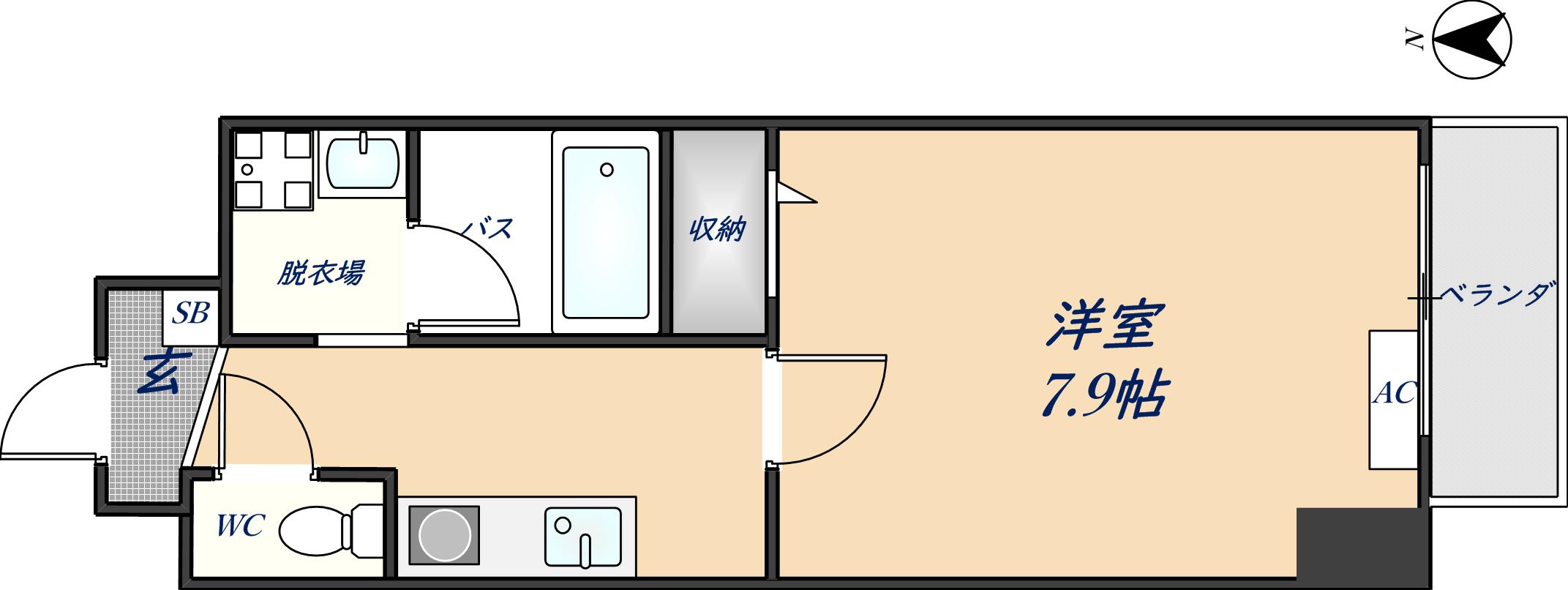エアコン付き1Kです