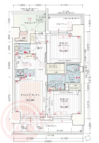 2階の間取り図