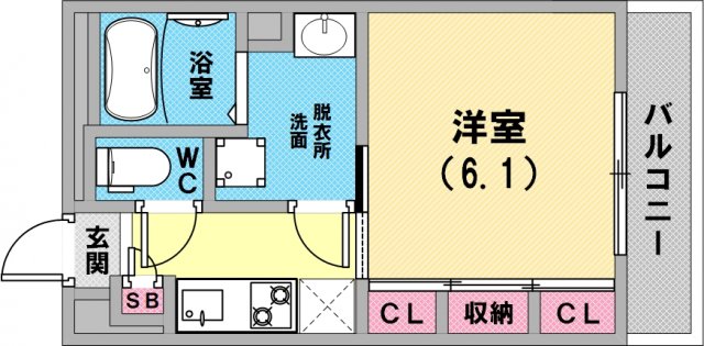 単身さん向けの間取りですね。