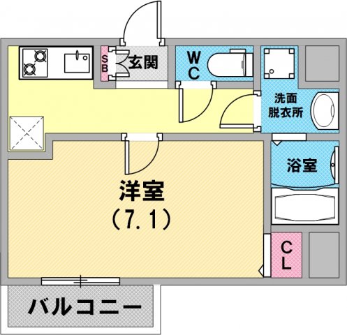 単身さん向けの間取りですね。