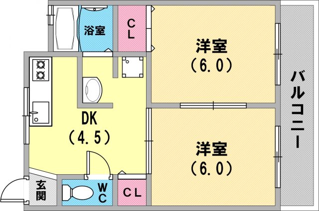 オール洋室2DKセパレートです
