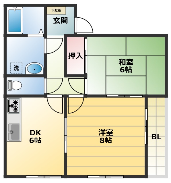 和室ありの2DKです