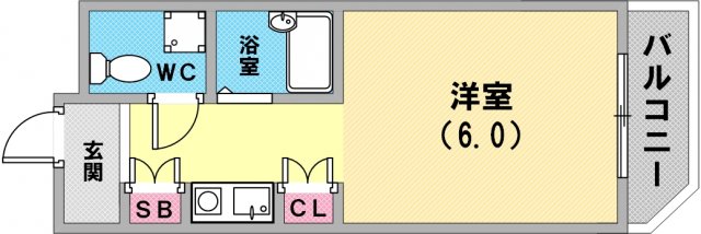 セパレート6帖の間取です
