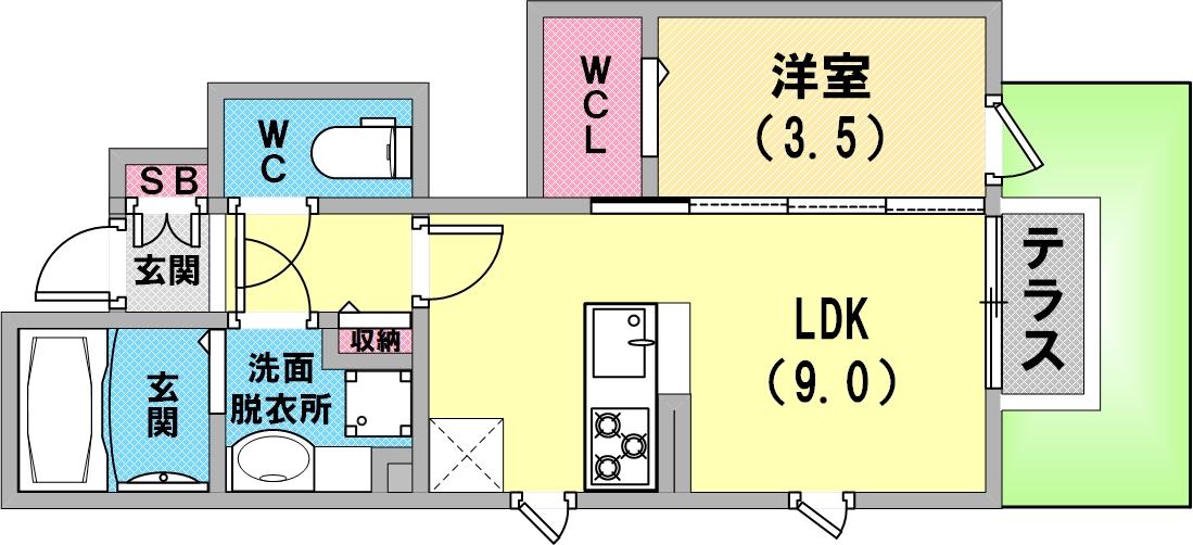 水廻りが充実している間取りですね。