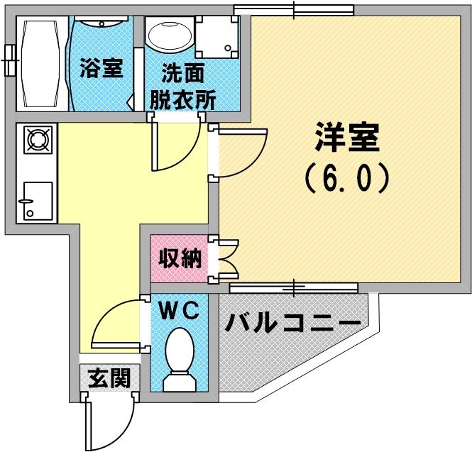 単身さん向けの間取りですね。