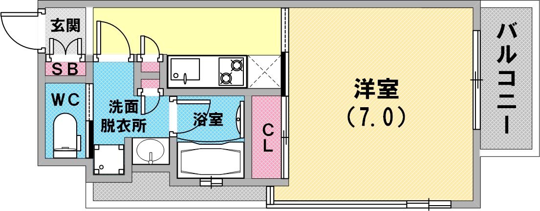 単身さん向けの間取りですね。