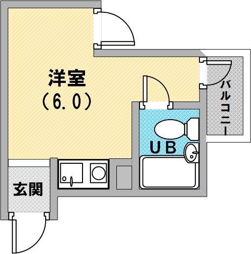 単身さん向けの間取りですね。