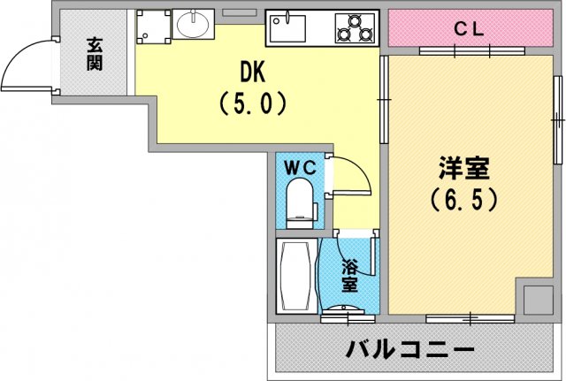 セパレート1DKの間取です