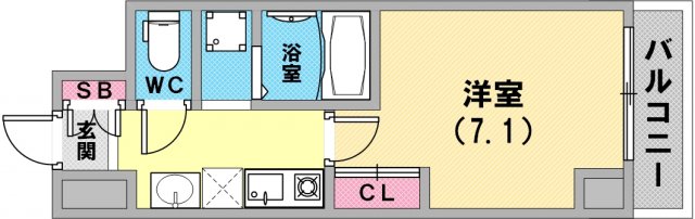 単身さん向けの間取りですね。