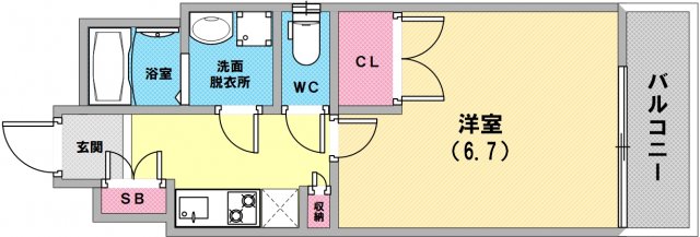 単身さん向けの間取りですね。
