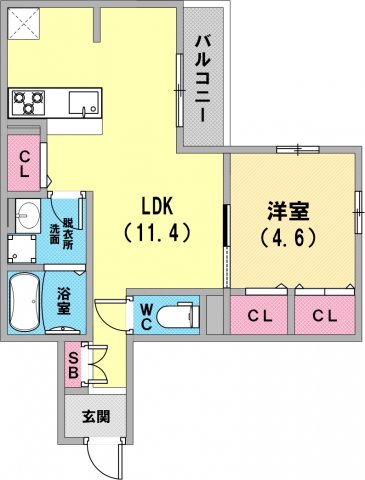全居室収納ありの1LDK、新生活をお楽しみください