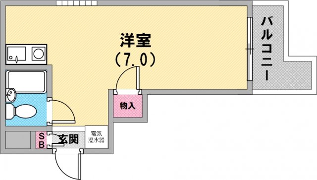 広い間取り、バルコニーもL字で使いやすいです