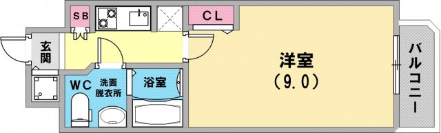 洋室9.0帖で大変使いやすい間取りになります