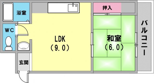 和室もあって良いですね、1LDKです