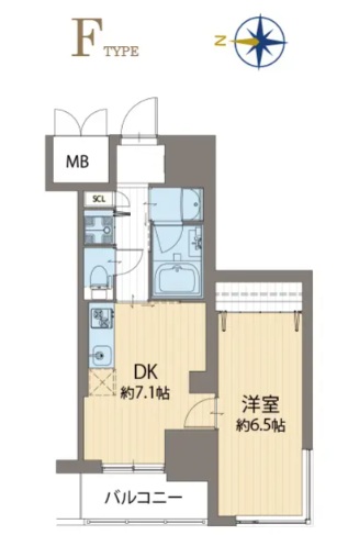 寝室・リビングを分けて使える1LDKタイプのお部屋です。