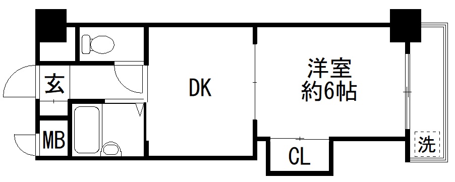 バス・トイレ別の1DKタイプです。