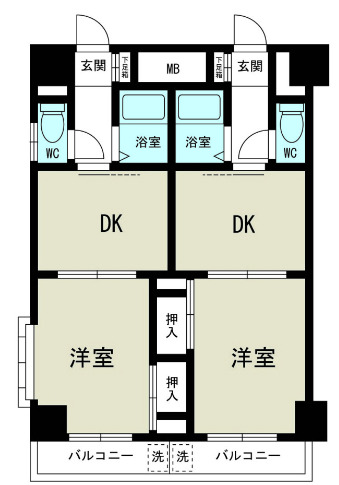 バス・トイレ別の1DKタイプです。
