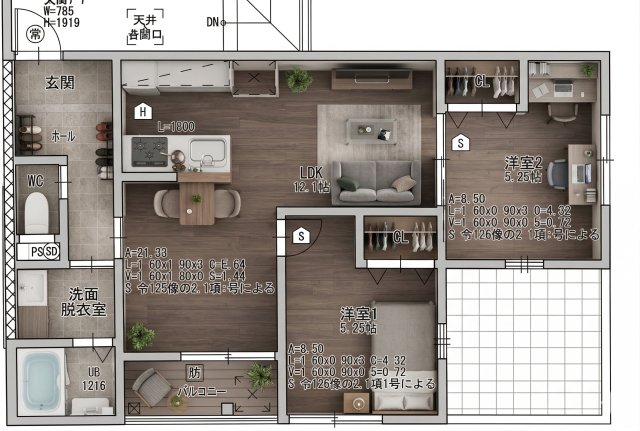 1階の間取り図