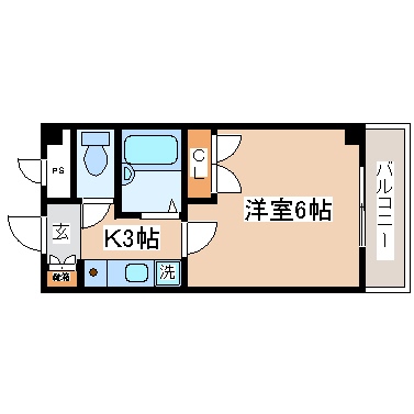 間取り・南向きの明るい１Ｋ！