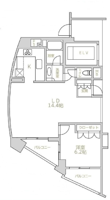 使い勝手の良い1LDKタイプのお部屋です。