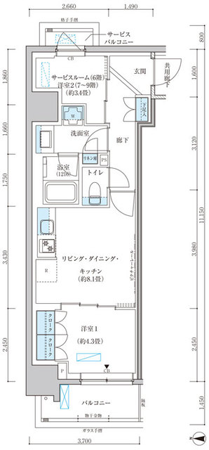 8階の間取り図