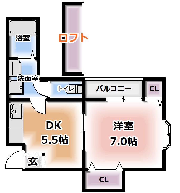 間取り：1DK（28.05㎡）