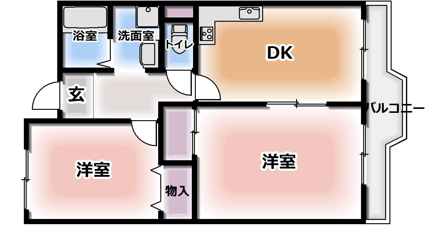 ☆3DK：60．8㎡☆各部屋広々☆