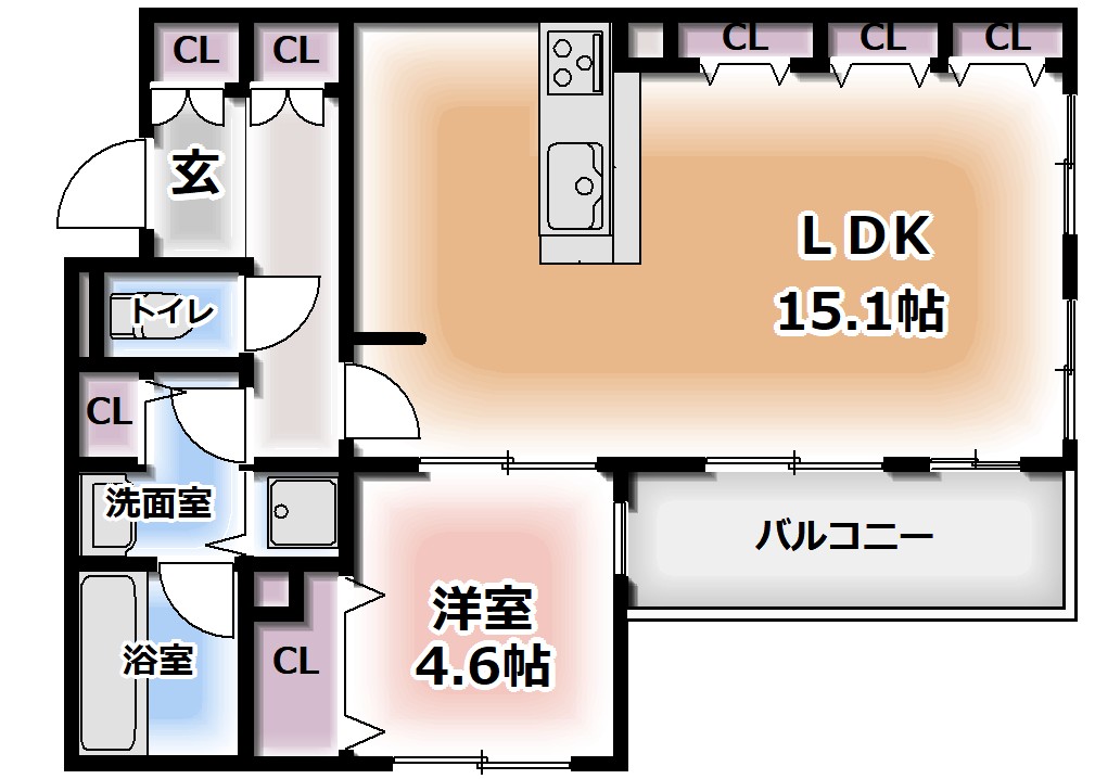 間取り：1ＬＤＫ（49.98㎡）