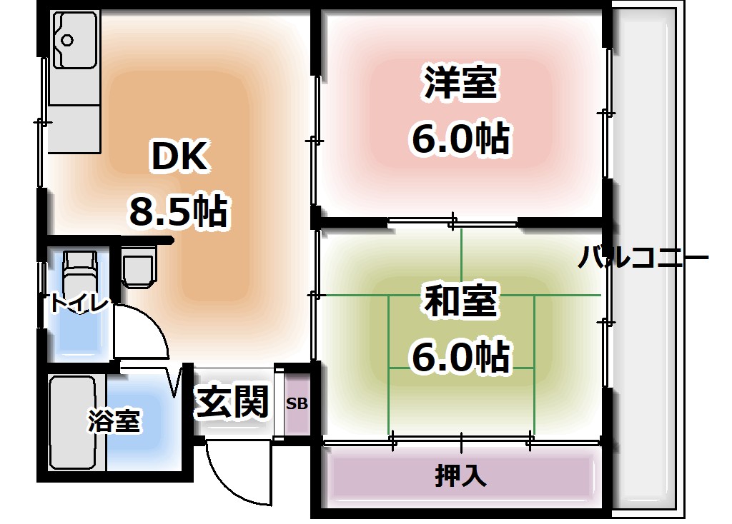 2DKタイプ：38.88㎡ ☆クレール東江端入居者様募集中☆