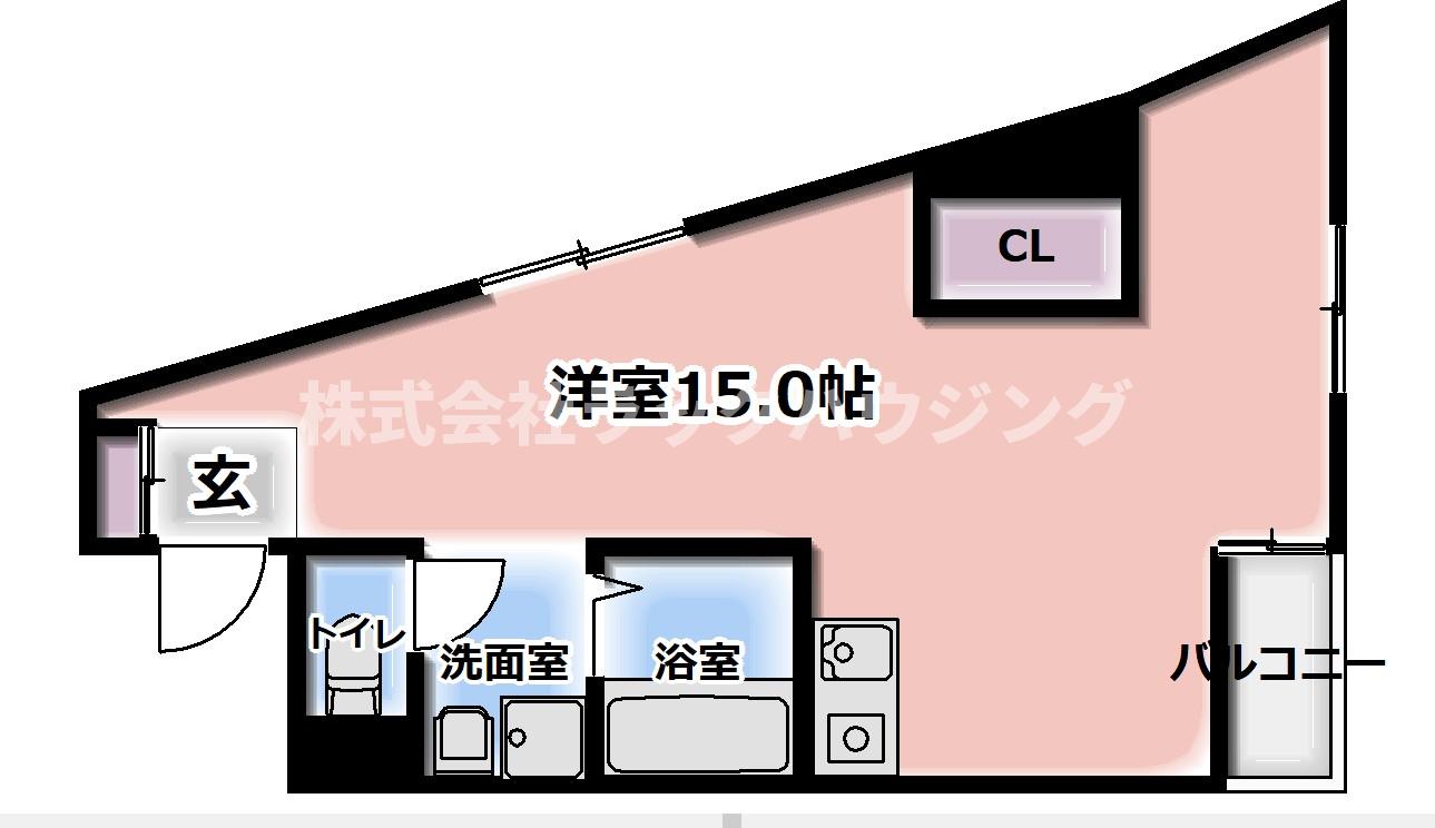 反転タイプ　間取り：1R（26㎡）