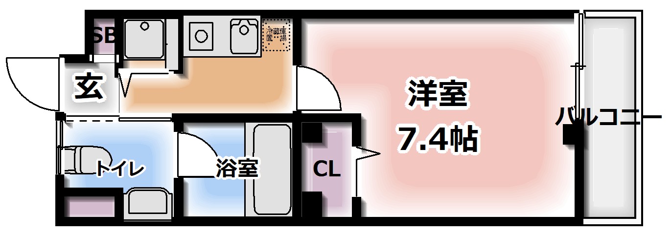 間取り：1Kタイプ（25.52㎡）