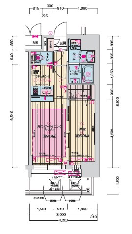 プレサンス梅田東クォーレ　間取り