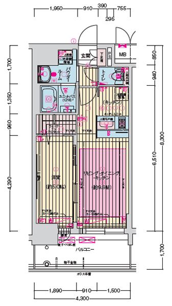 プレサンス梅田東クォーレ　間取り