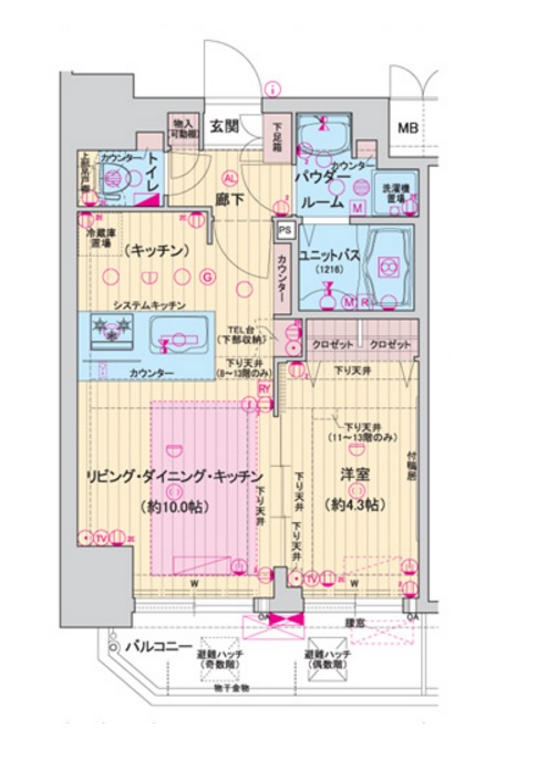 プレサンス中之島公園アティレ 間取り