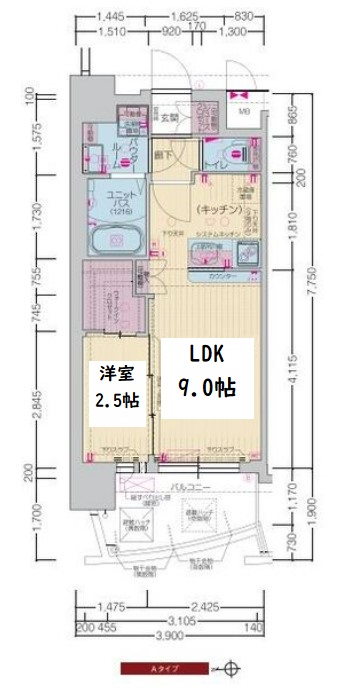 プレサンス江坂ベルフィーヌ　間取り