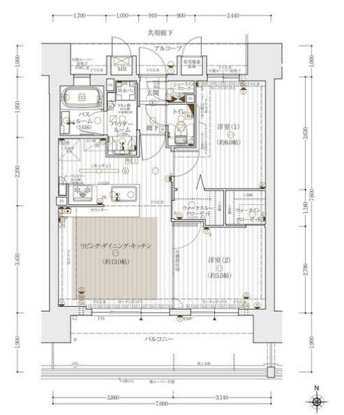 エステムコート御堂筋あびこ　間取り