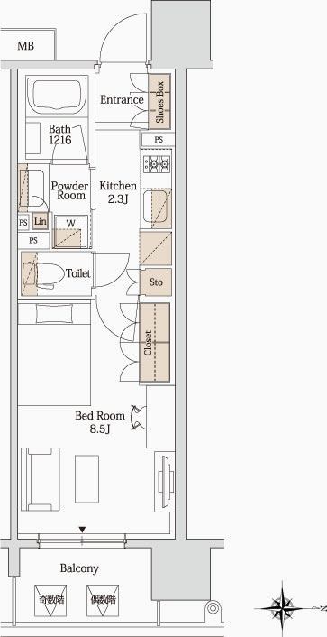 パークアクシス大阪新町　間取り