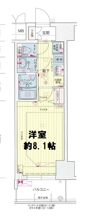 プレサンス谷町九丁目駅前　間取り