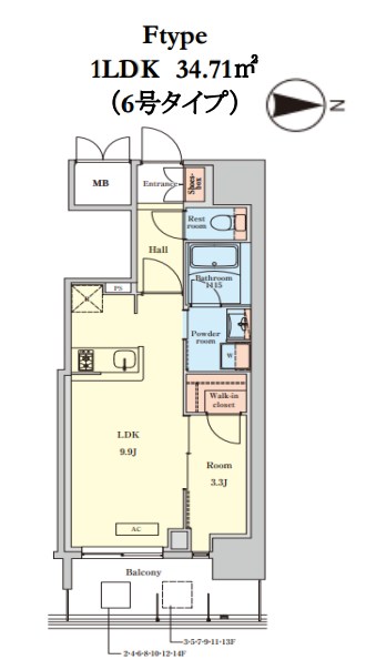 RJRプレシア南堀江　間取り