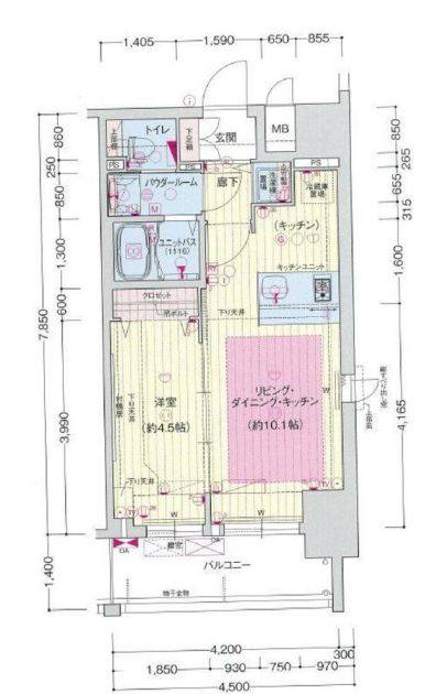 プレサンス立売堀アーバンスタイル　間取り
