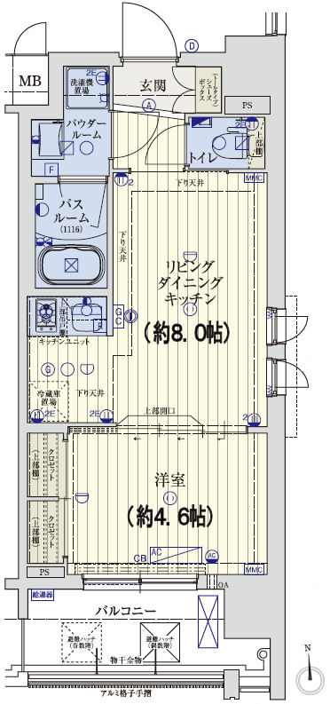 スワンズシティ谷町　間取り
