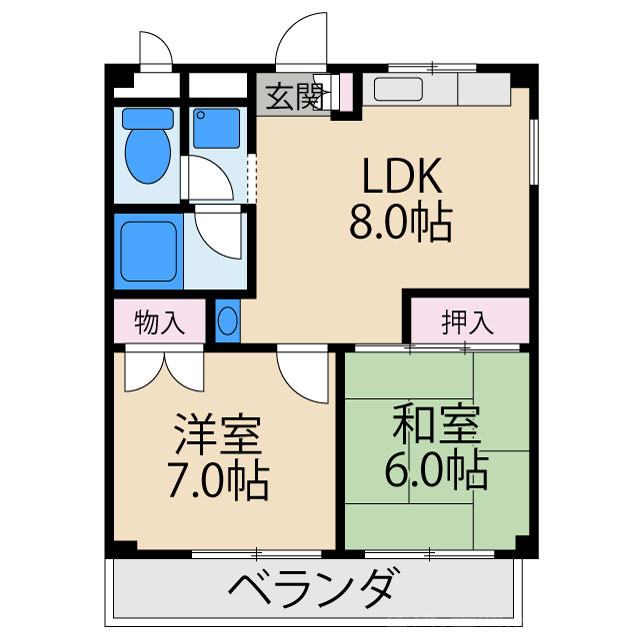 池田新町のマンションタイプです。脱衣所ありの3点セパレートです。