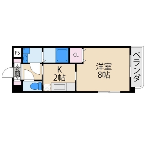 ガスコンロ2口のマンションタイプ、オートロックエレベーター付