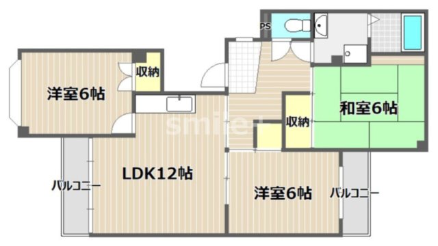反転タイプの間取りです。